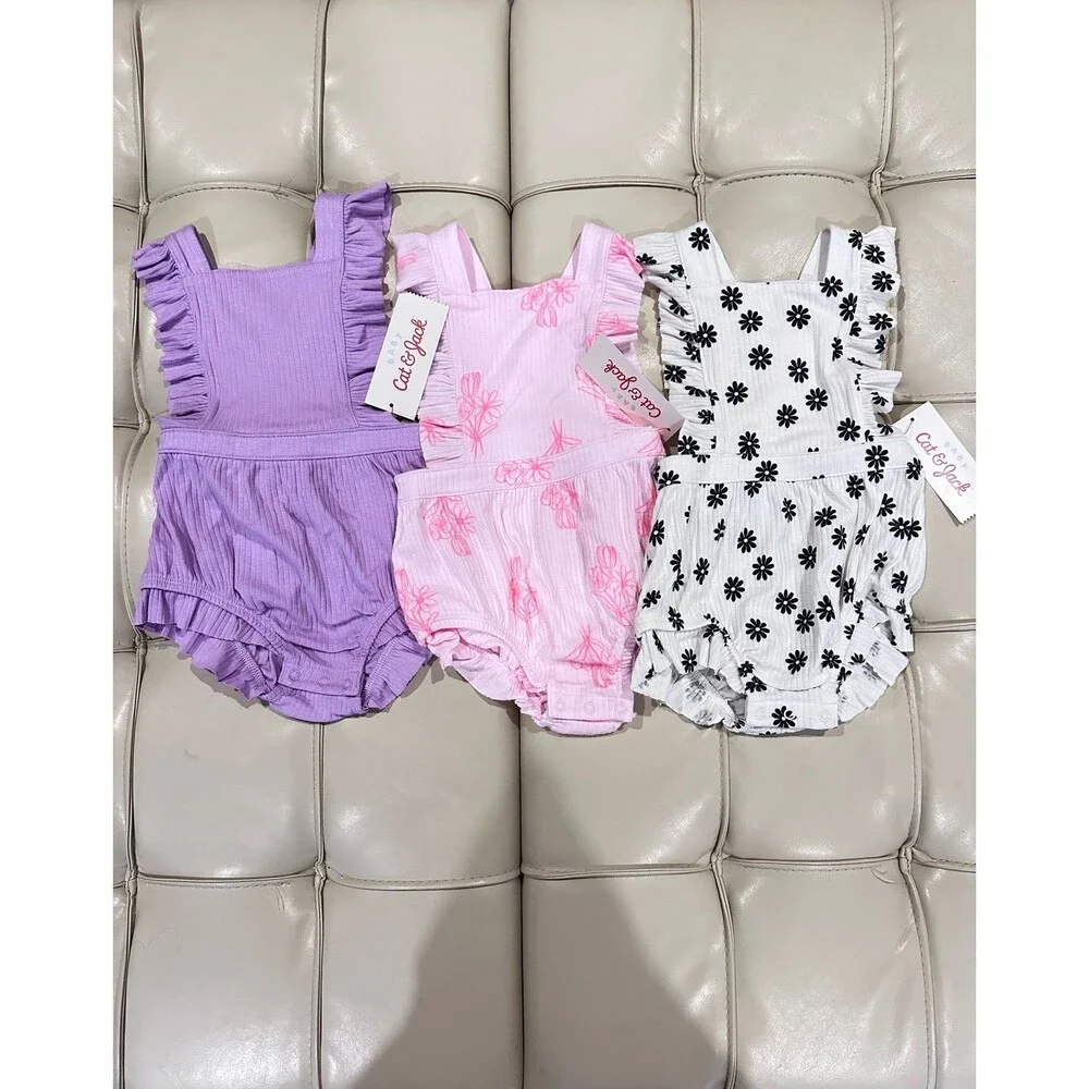 3 pc Cat & Jack Baby girl summer rompers 6-9 mos